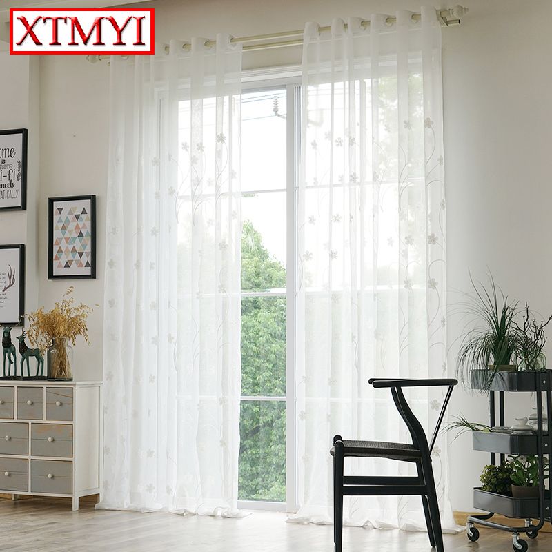 2019 Embroidered Sheer Curtains For The Bedroom Tulle Window