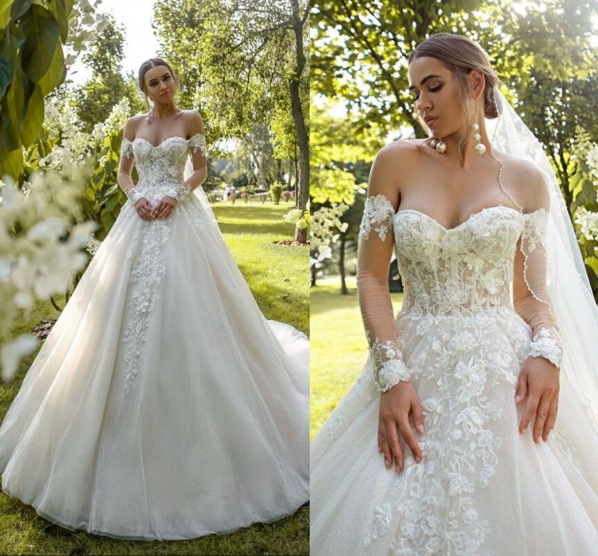 Discount Chic Lace Applique 2021 Wedding Dresses A Line