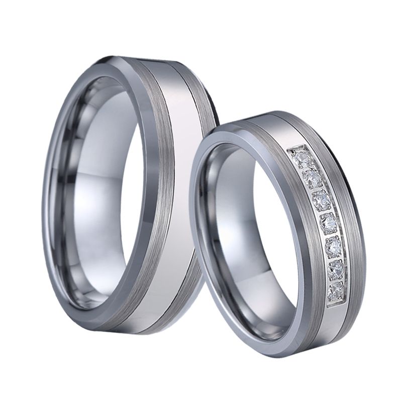 Compre Top Amor Qualidade Aliancas Carboneto De Aneis De Casamento Cz Joias De Tungstenio Definidos Para A Cor Casais Homens E Mulheres Presentes De Prata Sem Ferrugem De Buytop168 228 68 Pt Dhgate Com dhgate