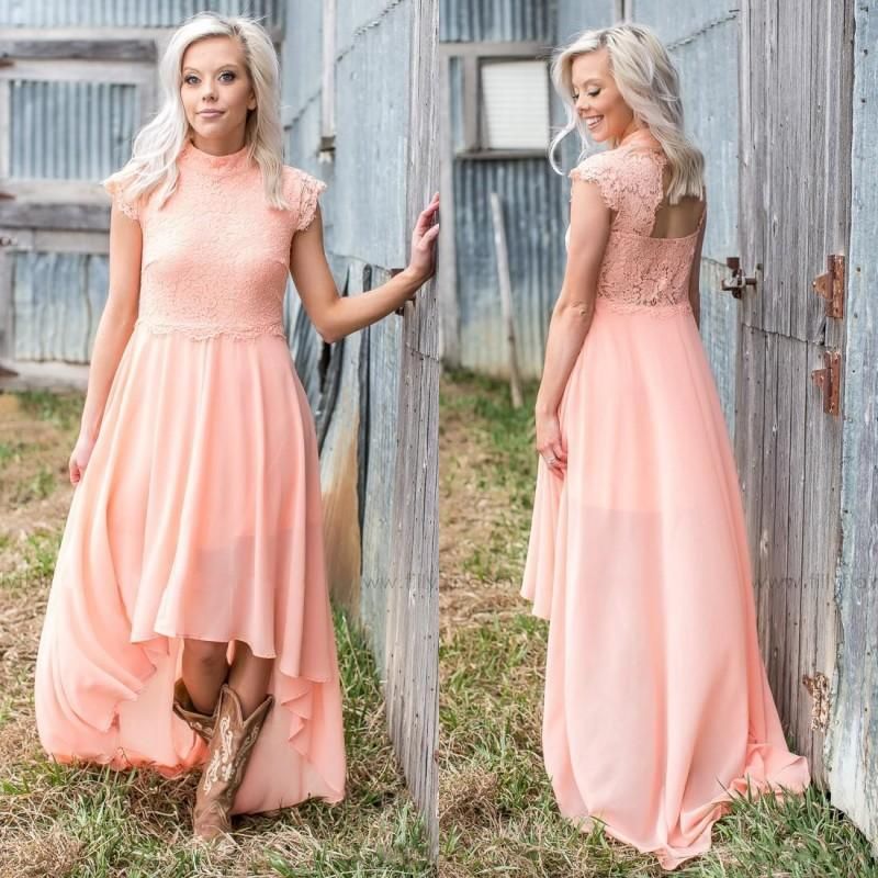 salmon bridesmaid dresses