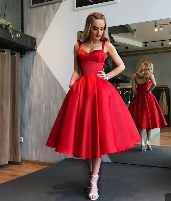 Modest Knee Length Red Cocktail Dresses ...