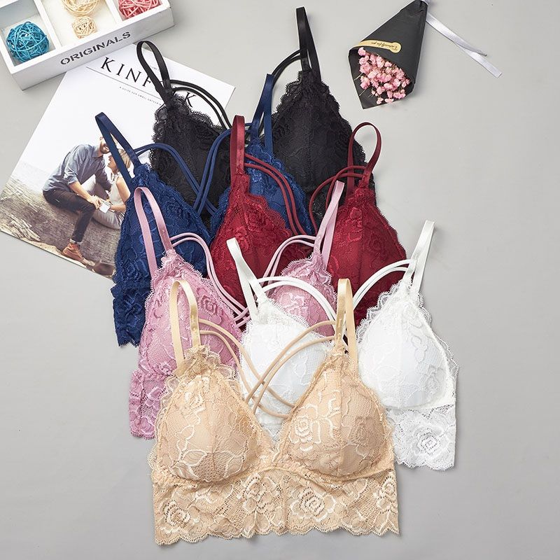 Push Up Bra Women Strappy Lace Bralette Femme Seamless Wireless