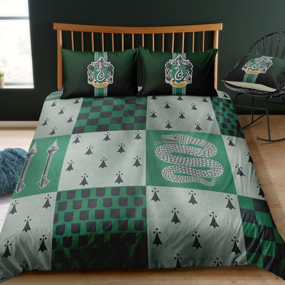 Harry Potter Bedding Set Slytherin Snack Fashion Green Duvet Cover