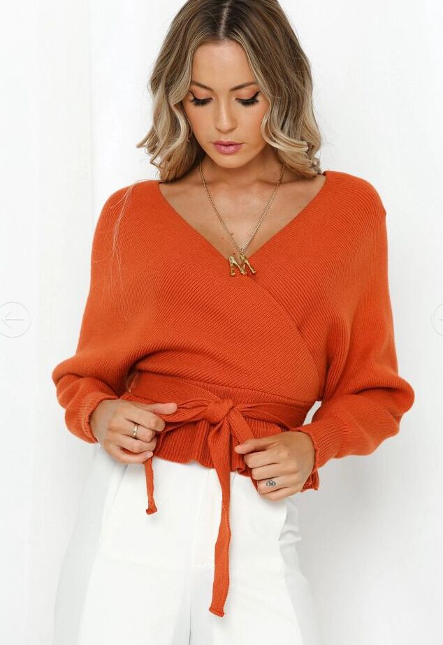 Solid Sashes Women Pullovers 2019 