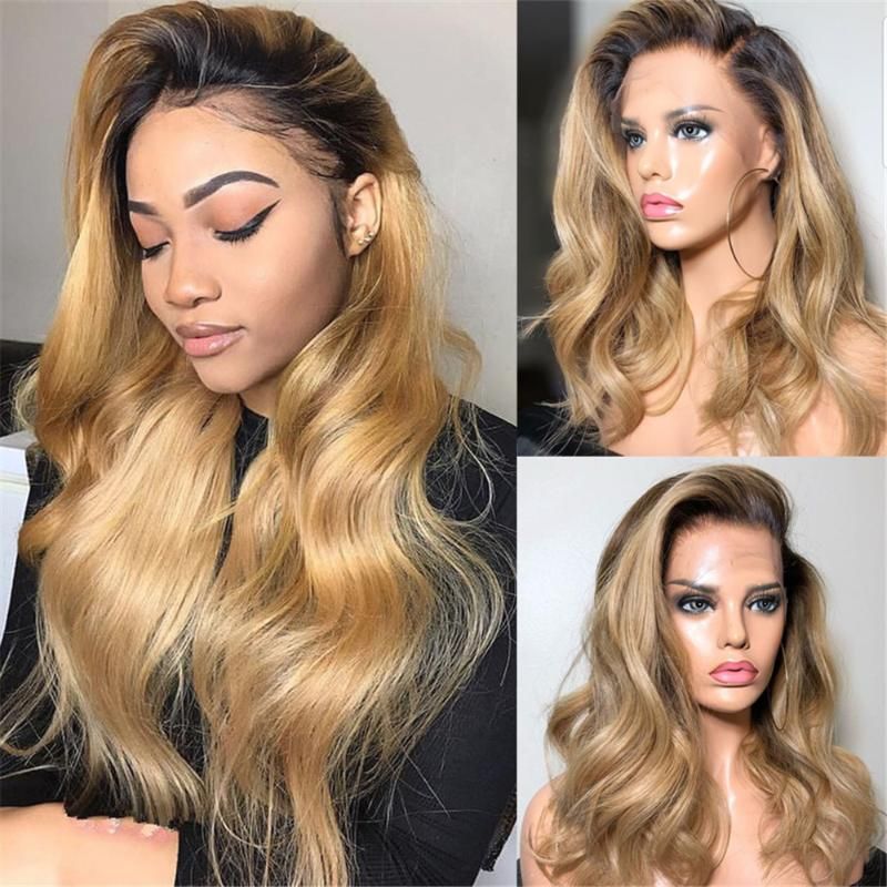 13x6 Deep Part Wig Ombre Honey Blonde Human Hair Wigs Glueless Pre