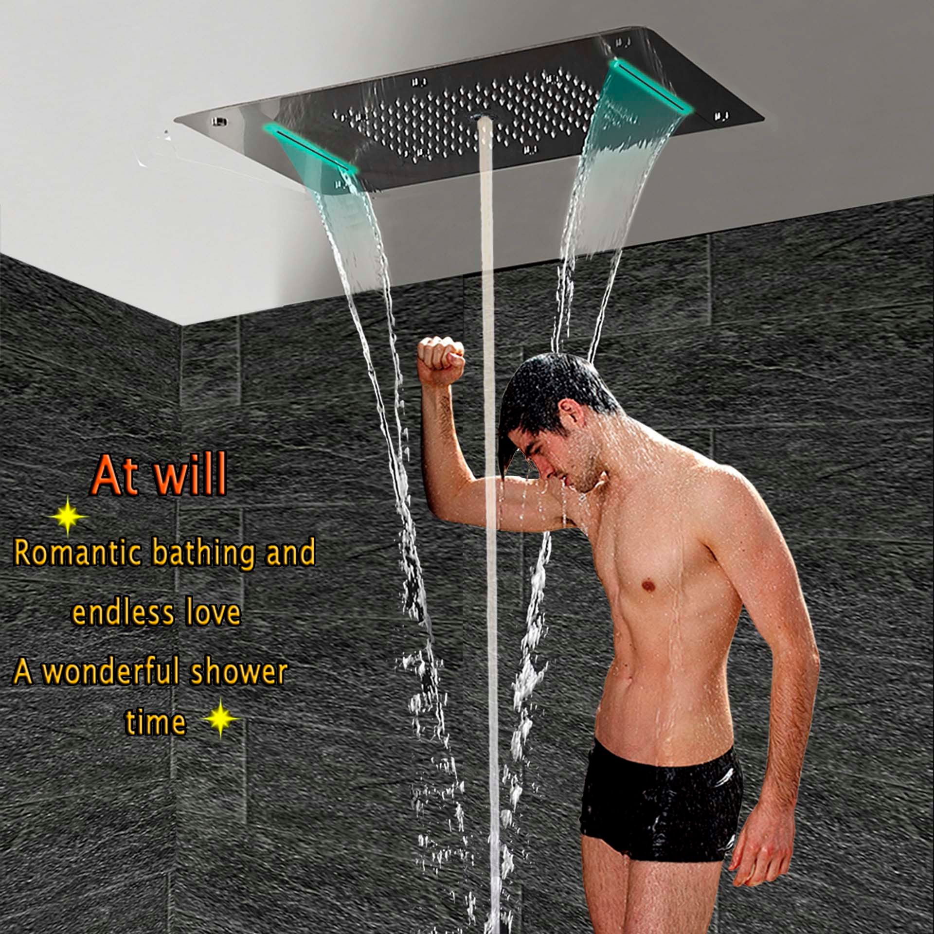 2020 Luxury Concealed Bathroom LED Ceiling Shower Head Accessories