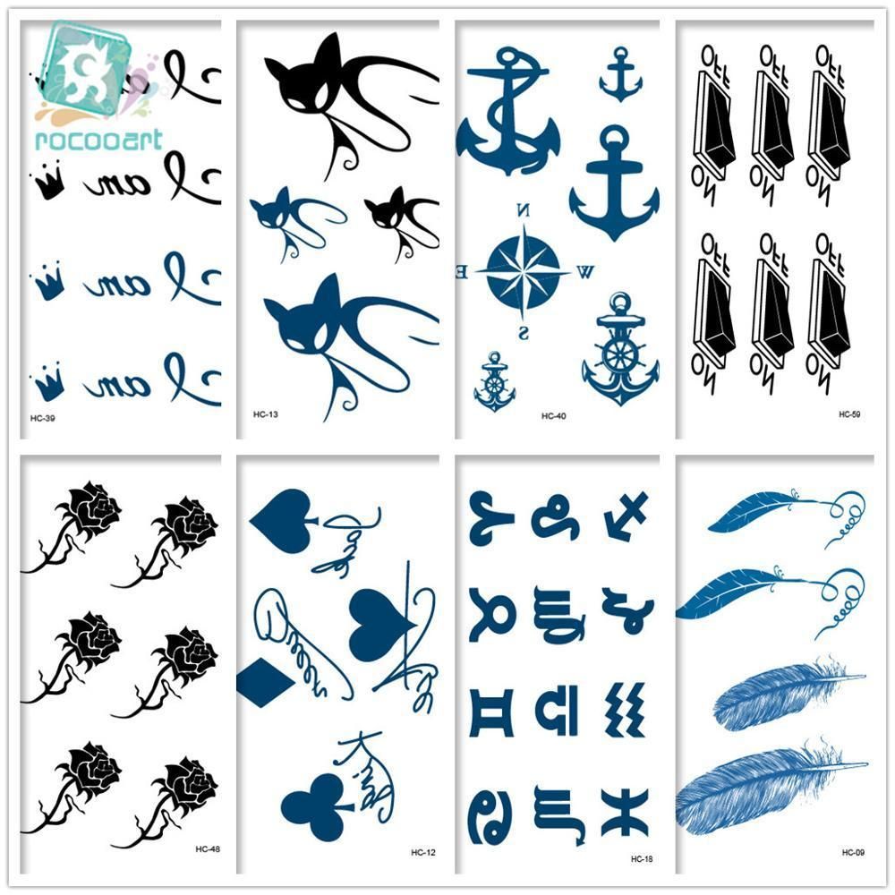Mixed 8 Sheets Traditional Small Tattoo Designs Black Tatoo Fake Body Temporary Tattoos Unique Feather Fox Mixed 8 Sheets Traditional Small Tattoo Designs Black Tatoo Fake Body Temporary Tattoos Unique Feather Fox