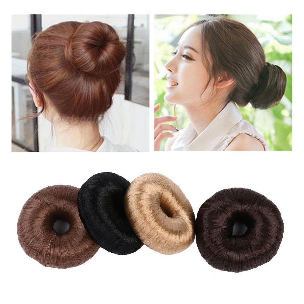 Women Synthetic Fiber Hair Bun Donuts Ring Blonde Hair Extension