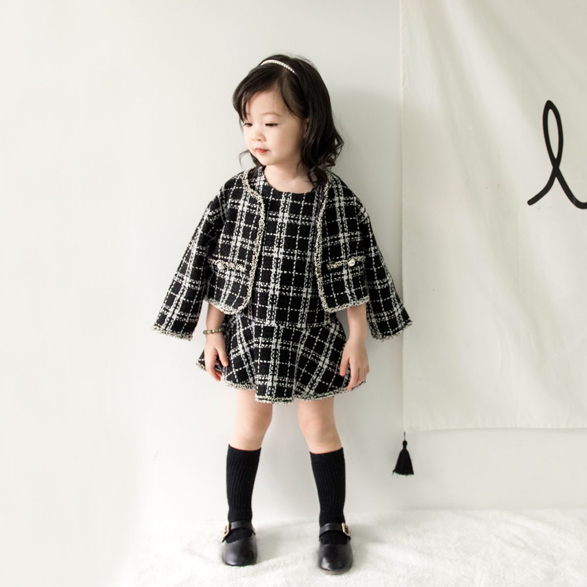 Moda Coreana Niños Otoño Niña Traje Damas Viento Traje Para Niños Cuadros Niña Ropa Conjunto De 24,91 € | DHgate