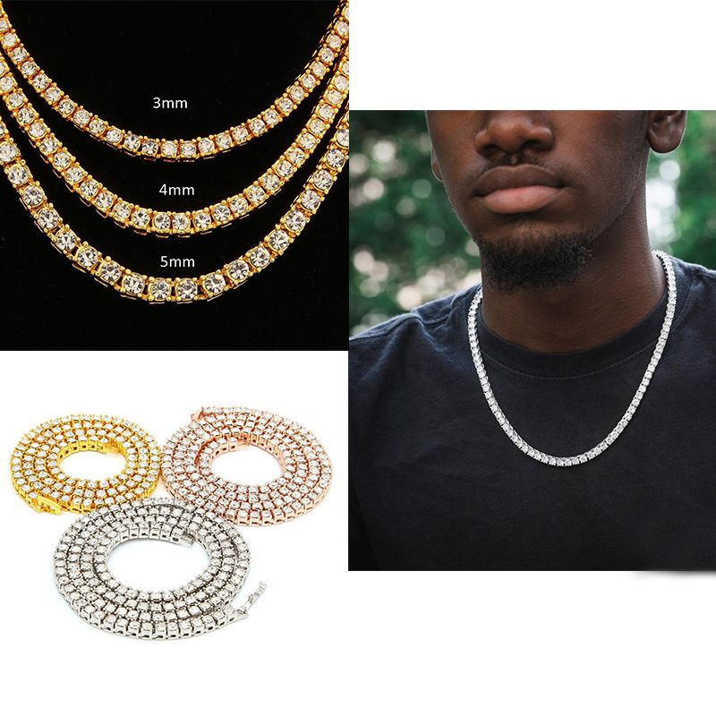 18 to 30 inch Hip Hop Mens Iced Out Cubic Zirconia 5mm Tennis Necklace Chain