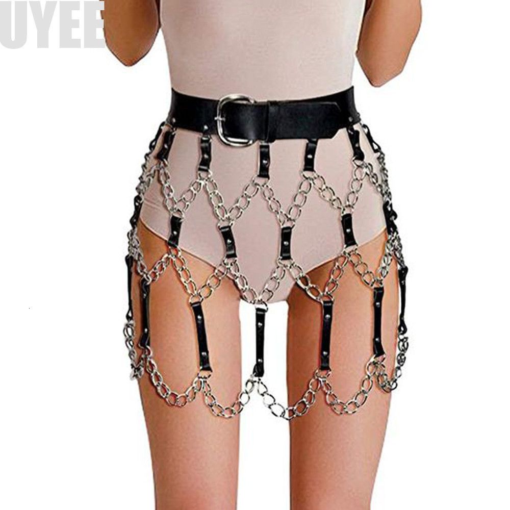 2019 New Sexy Female Leather Skirt Belts Punk Gothic Harness Waist With Chain Body Bondage Hollow Belt Ld 014 Custom Belt Buckles Bullet Belt From