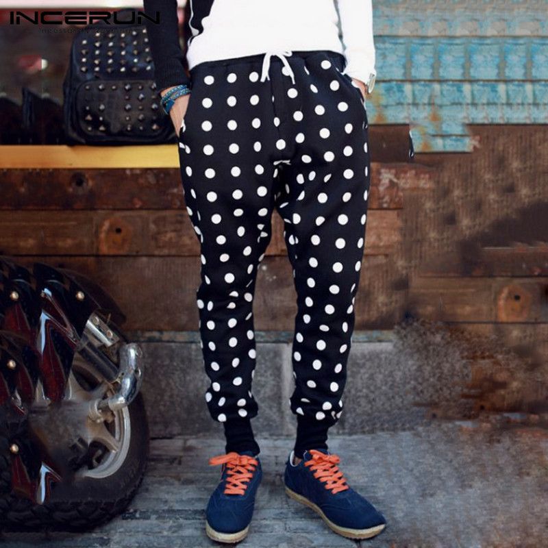 INCERUN Polka Dot Print Mens Harem 
