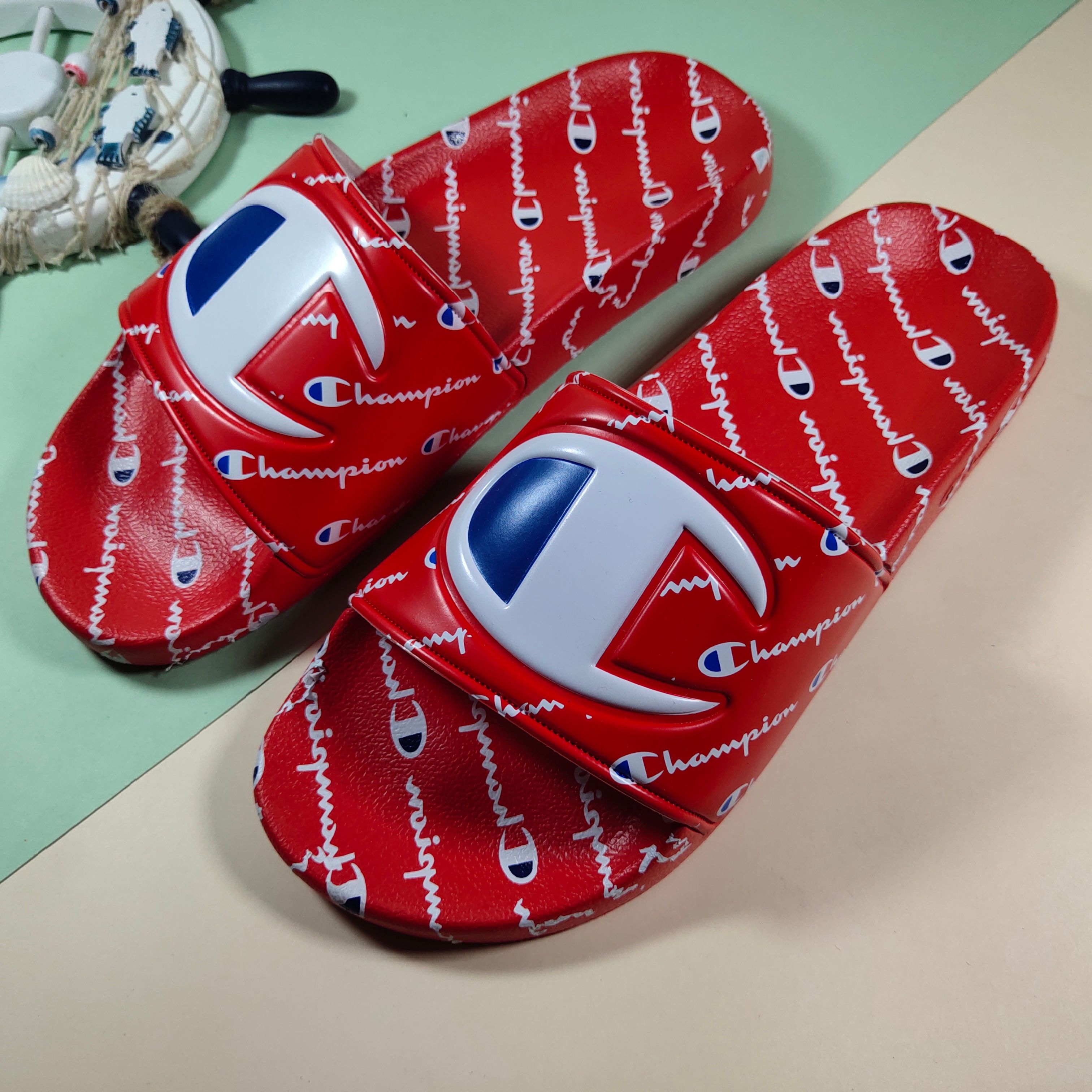 slippers Campeones para Mujer Carta Sandalia Hombres Zapatilla de Verano en Chancletas Plataforma