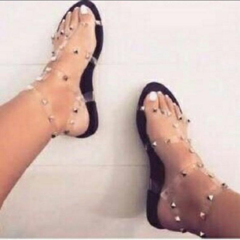 clear transparent flat sandals