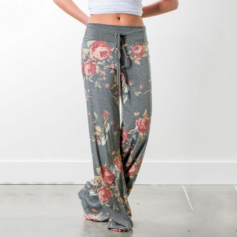 Compra Impresión Floral De Lazo Flojo Pantalones Cintura Del Lazo Pantalones  Cómodos Mujeres Sueltan Los Pantalones Ropa Ajustada En Moda Mujer Voluntad  Y El Regalo De Arena Barato | Entrega Rápida Y