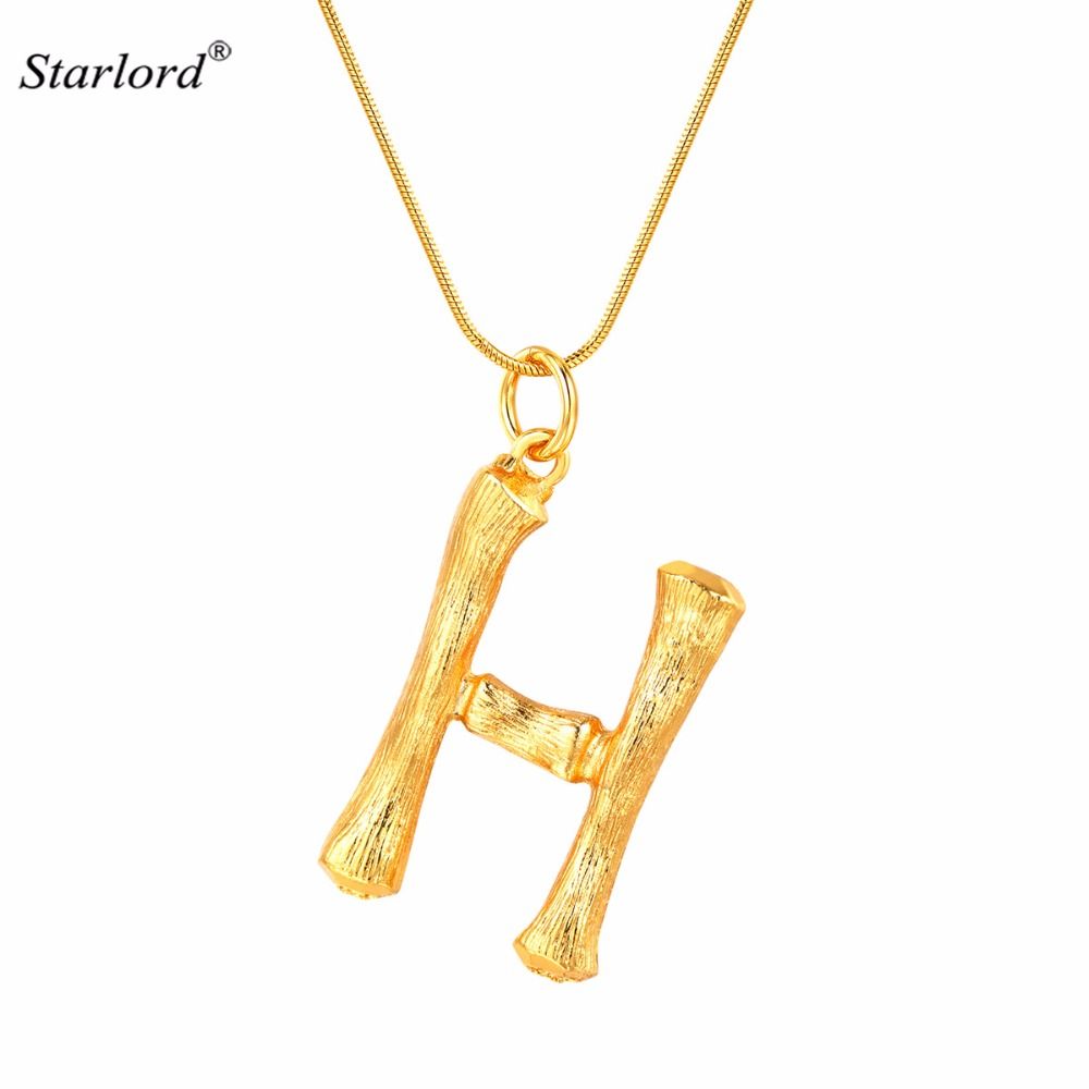 big initial necklace gold