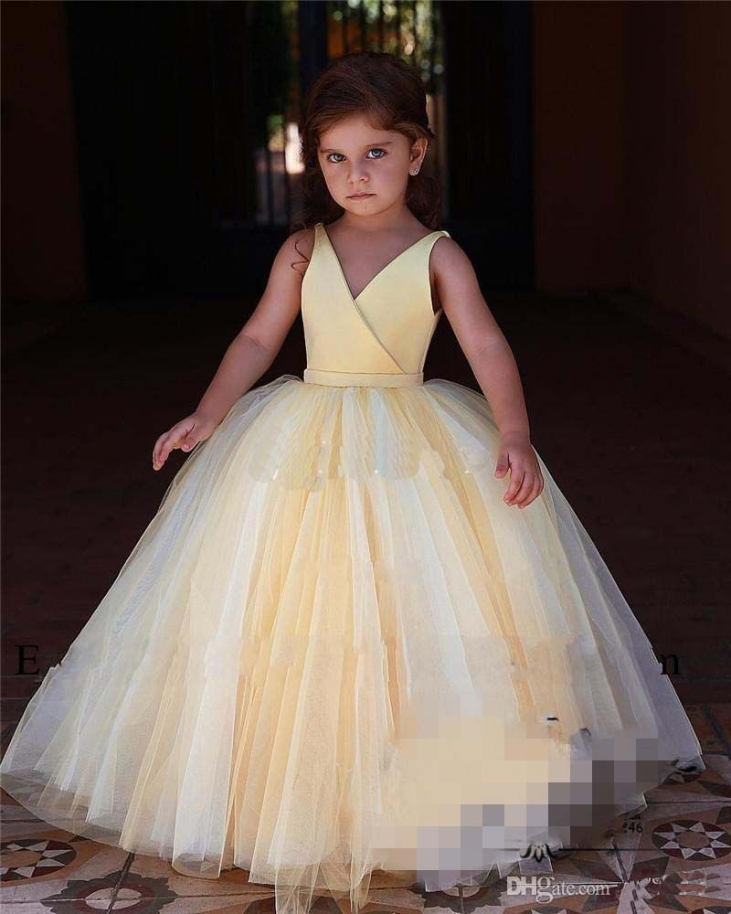 yellow and white flower girl dresses