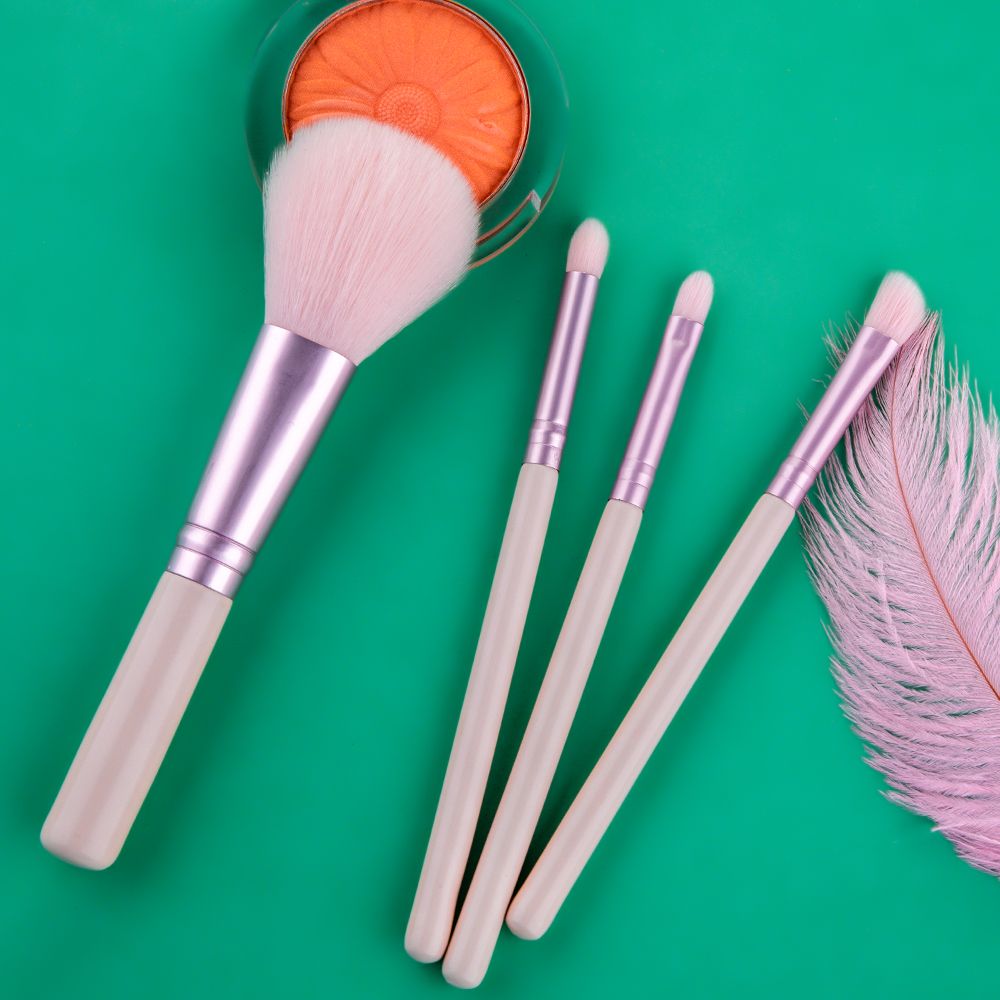 Pink Makeup Brush Set Soft Hair Brushes For Powder Blusher Foundation