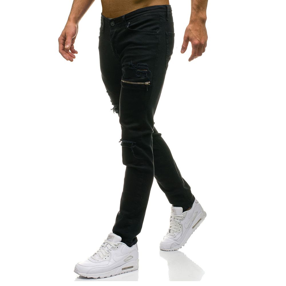 Compre Delgada Para Hombre Elastico Rasgada Flaca Straight Fit