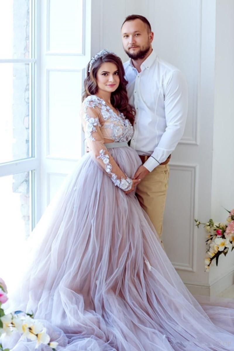 lavender wedding gown