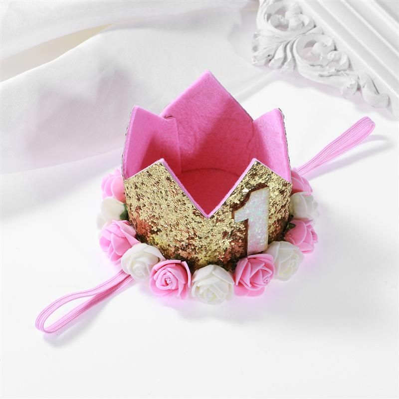 YeahiBaby Baby Princess Crown 1st Birthday Party Flower Crown Hat Golden Head...