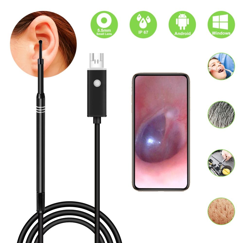 2 In 1 USB HD Visual Endoscope Ear Health Care Cleaning Spoon Tool 5