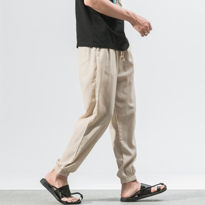 BLTR-Men Junior Fashion Linen Casual Skinny Jogging Harem Pants 