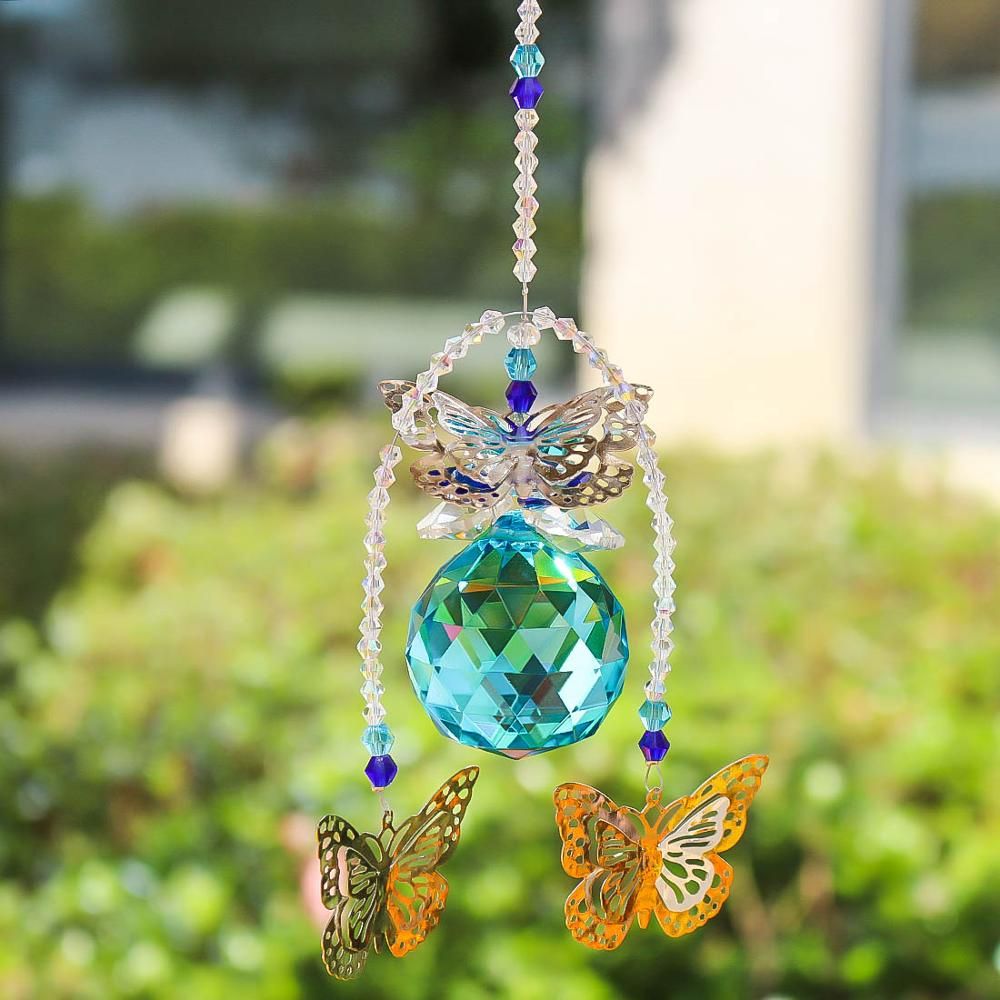 H&D Suncatcher Window Prisms Hanging Crystal Ball butterfly Pendant Home Decor