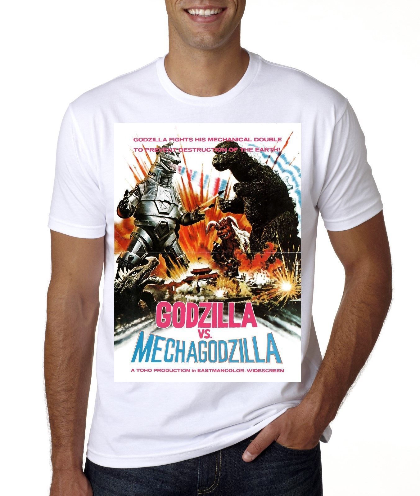Godzilla Poster 3D Printing Short Sleeve Crew Neck T Shirt for Mens Godzilla Poster 3D Printing Short Sleeve Crew Neck T Shirt for Mens