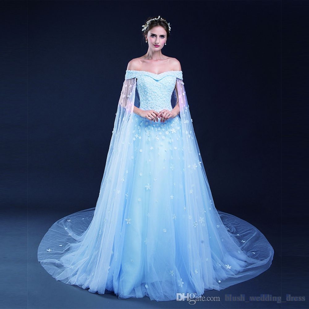 sky blue bridal gown