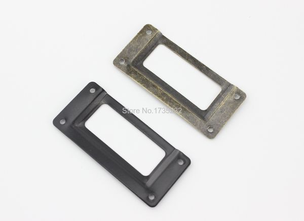 Metal Vintage Wooden Box Name Card Label Holder Antique Iron ...