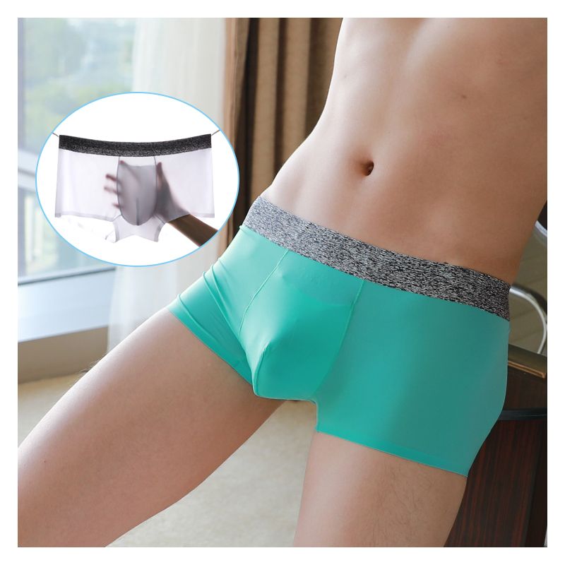 Men's Ultra-Thin Ice Silk Briefs Underwear Comfy Seamless Underpants Breathable