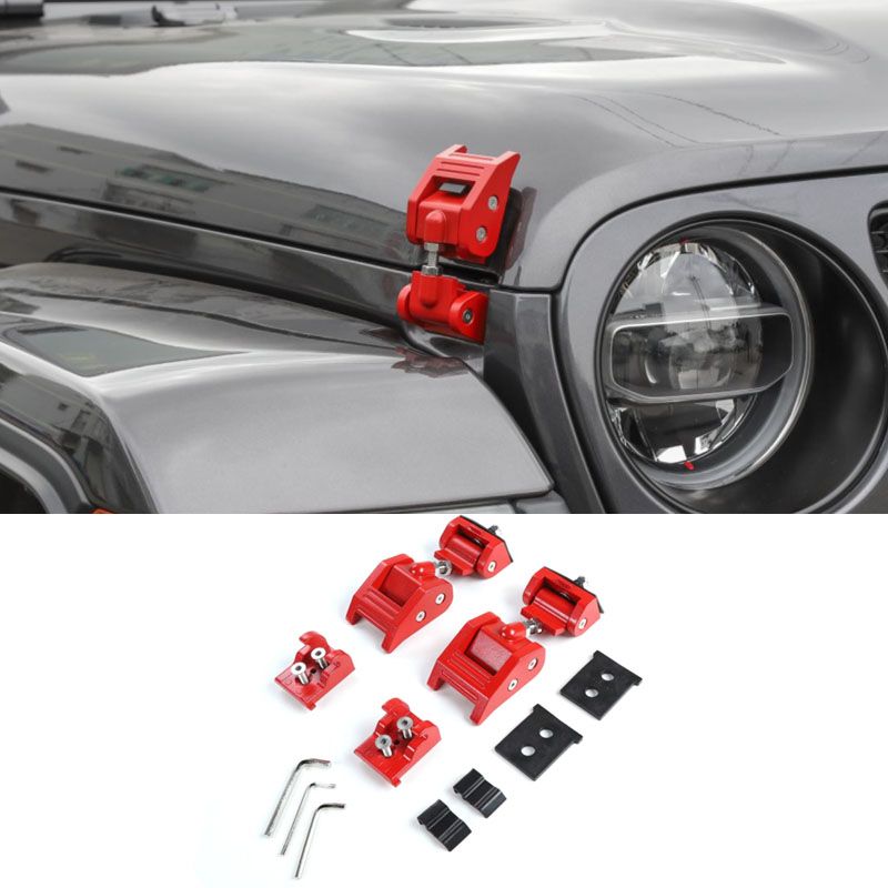 Bevis David Aluminium Alloy Red Hood Lock Catch Latch Fit for Jeep Wrangler 2007-2016 
