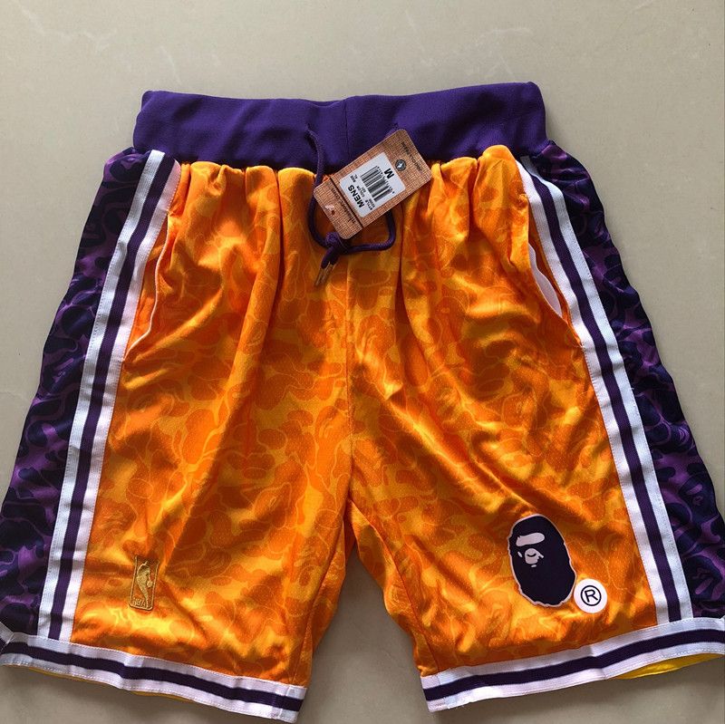 A Bathing Ape x M&N Los Angeles Lakers Jersey Shorts - Orange