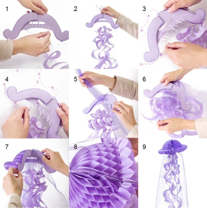 2019 Diy Hanging Jellyfish Party Decoration Honeycomb Craft Pastel