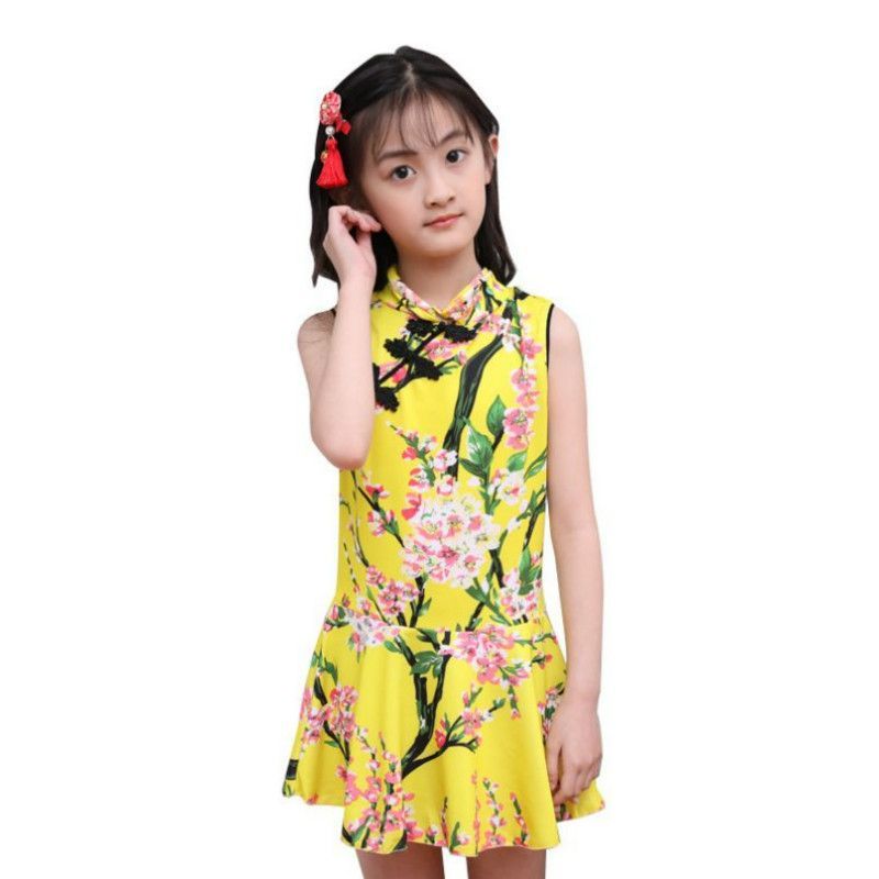 2020 New Chinese Style Cheongsam Girls Swimwear Printed Floral One Piece Swimsuit Kids Swimming Suit Backless Lace Up Children Beach Wear From Kittyshaw2019 6 79 Dhgate Com - codes for roblox girls outfits bathing suit