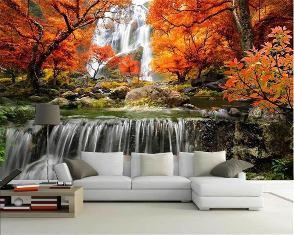 Home Decor 3d Wallpaper Beautiful Autumn Large Waterfall Landscape Living  Room Bedroom TV Background Wall Wallpaper
