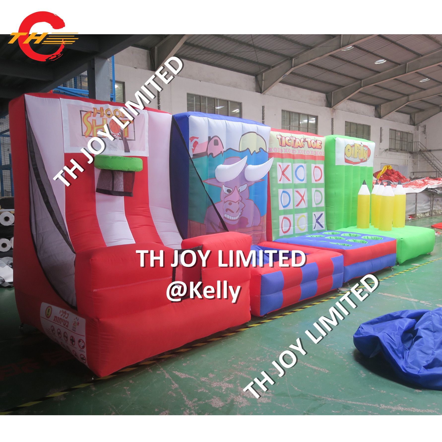 1.5x1.5x2mH inflatable carnival game for sale 4 in a inflatable sport games  for kids and adults cheap bouncy balls rings toss