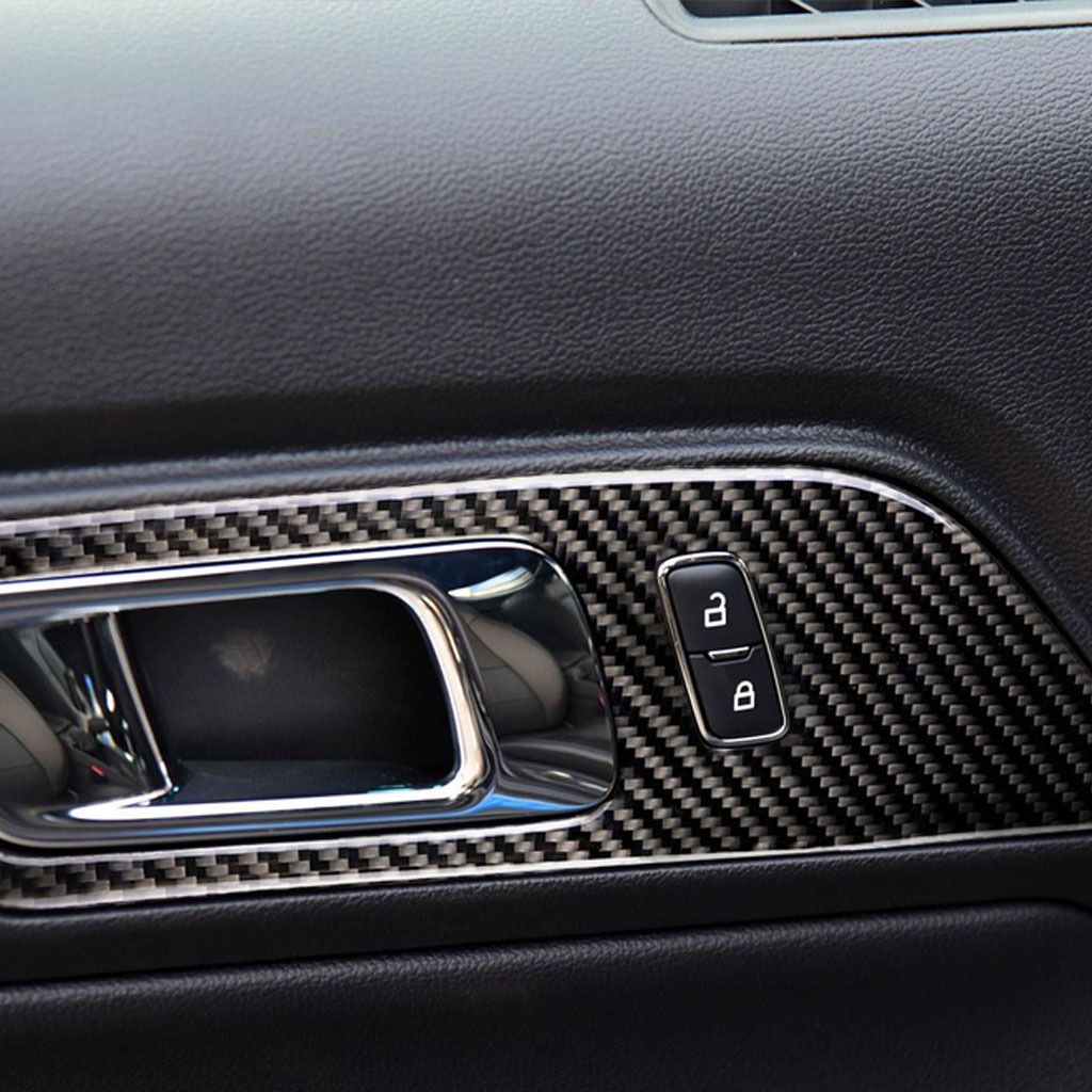 Fashion Design For Ford Mustang Carbon Fiber Interior Door Handles Door Bowl Decorative Cover Trim Car Styling Sticker Auto Accessories Interior Car