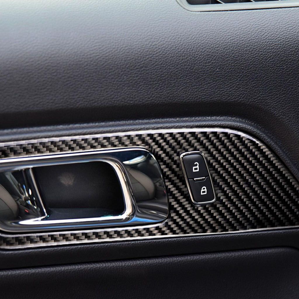 Fashion Design For Ford Mustang Carbon Fiber Interior Door Handles Door Bowl Decorative Cover Trim Car Styling Sticker Auto Accessories Interior Car