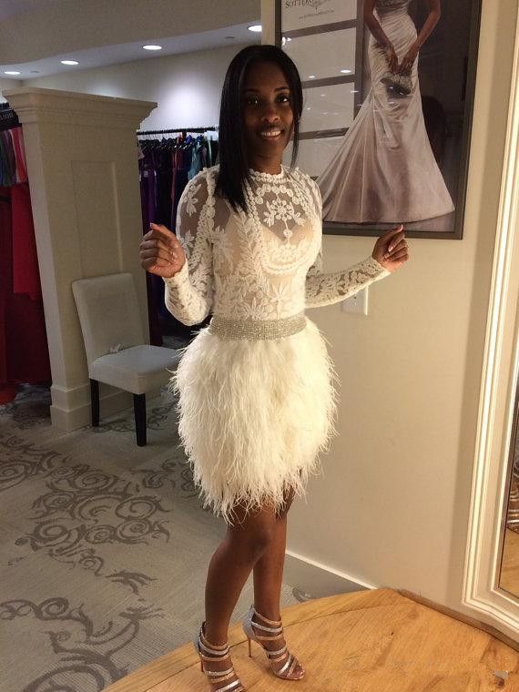 Sexy Feather Cocktail Dresses With Long 