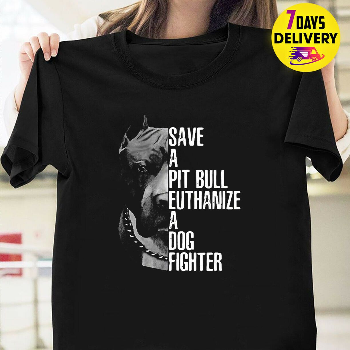 Save A Pit Bull Euthanize A Dog Fighter Men/'s T-shirt Dog Black Navy Tee Bull