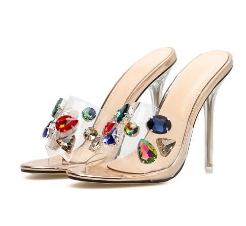 clear gem sandals