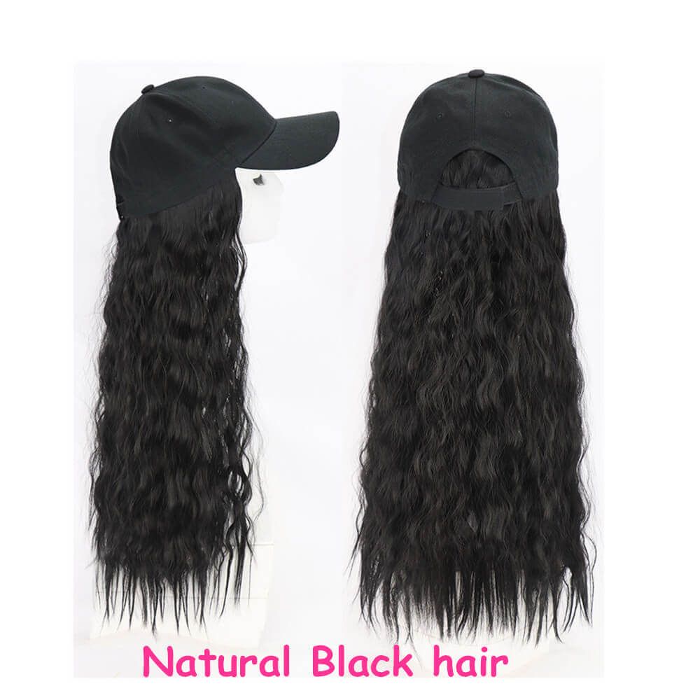 chapéu de basebol Natural cabelo preto encaracolado