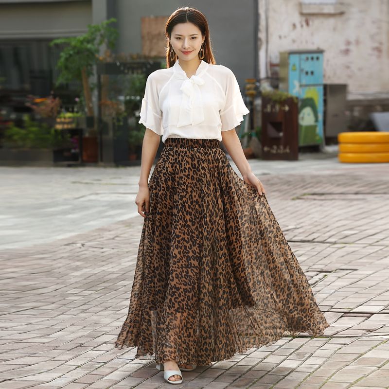 chiffon leopard print skirt