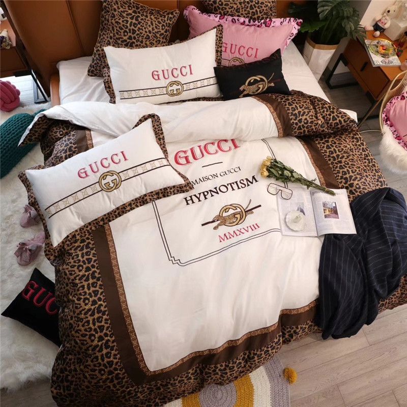 Fashion Leopard Print Bed Cover Sets All Cotton Embroidery Bedding