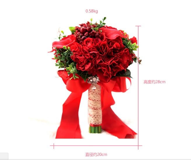 Acheter Nouveau Design Rouge Mariée Main Tenant Bouquet De Mariage Artificielle Asie Style Mariée Mariage Bouquet Fleurs Artificielles Pas Cher