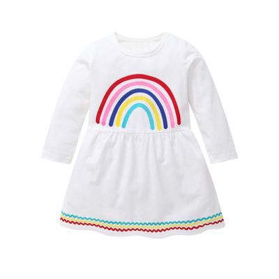 white and rainbow dress