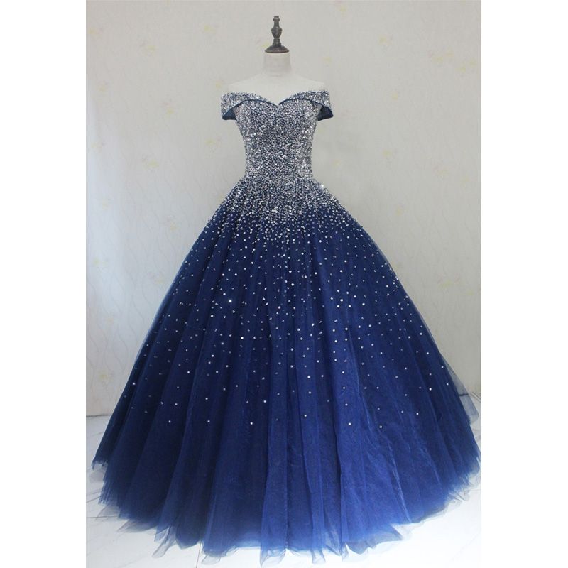 2020 Quinceanera Dresses Ball Gowns Princess Puffy Dark Royal Blue Tulle Masquerade Sweet 16 Dresses Backless Prom Party Dresses From Prom Dresses2017 252 37 Dhgate Com