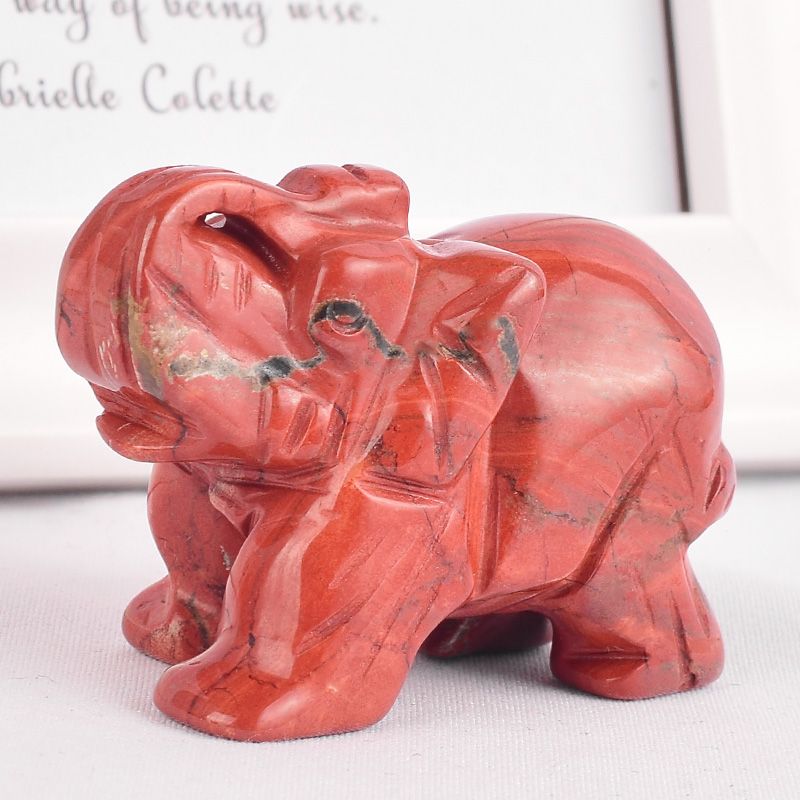 1.5/" Elephant Statue Natural Picture Jasper Gemstone Chakra Reiki Carved Decor